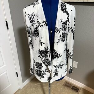 Lush Black Floral on White Women's Blazer